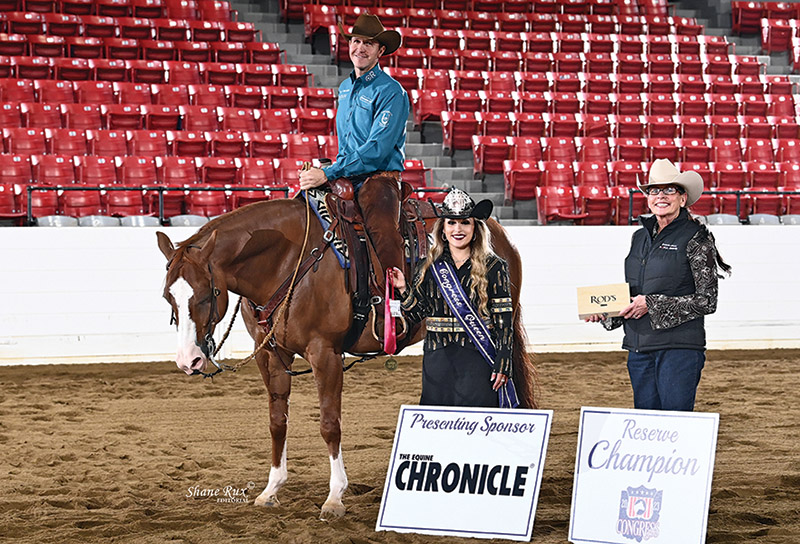All American Quarter Horse Congress Championship - Open Ranch Trail Stakes Reserve Champion - Canadian Bred Sumac Gunnabeflashy bred by Donald Sobey