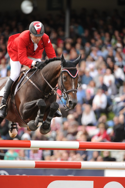 Hickstead Olympic Horse, Eric Lamaze at Spruce Meadows riding Hickstead