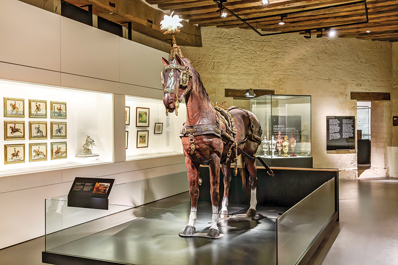 Interior Great Stables France, horse statue Grandes Ecuries Chantilly, France, museums for horse people, chateau de chantilly, living museum of the horse