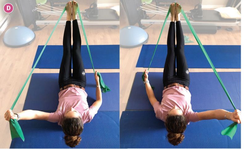 pilates leg extensions with band, pilates for equestrians, sandra verda zanatta, core strength equestrians, workouts for horse people