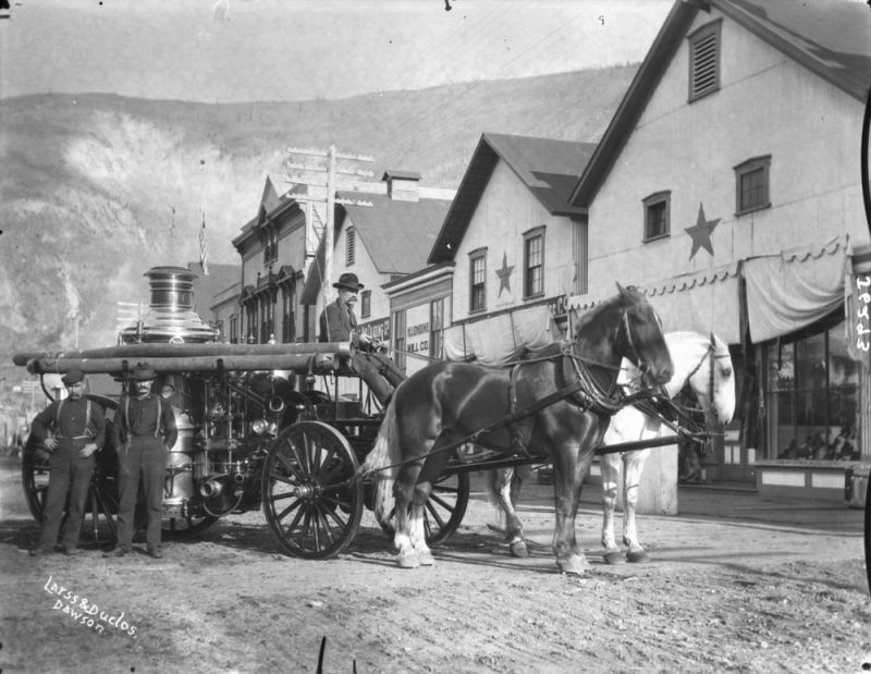 horses in canadian history, fire horses, horses used for fire trucks horse drawn fire engine