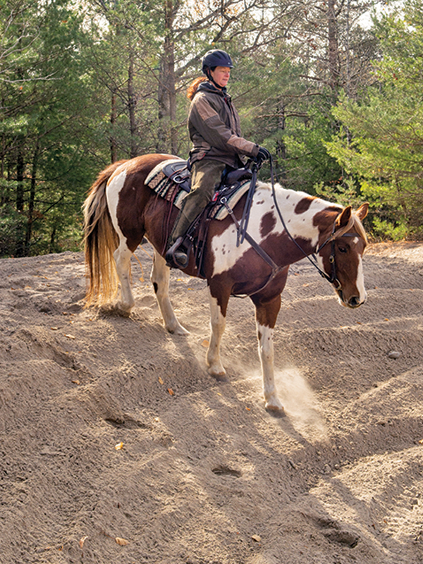 how long should i trail ride, riding a horse downhill on sand