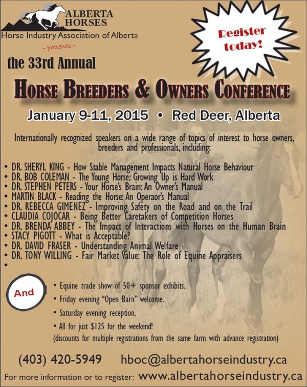 Horse Industry Association of Alberta, HIAA, Horse Breeders & Owners Conference, Horse Conference Red Deer, Alberta Horses